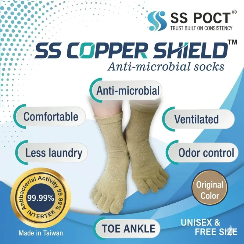 SS copper infused toe ankle socks