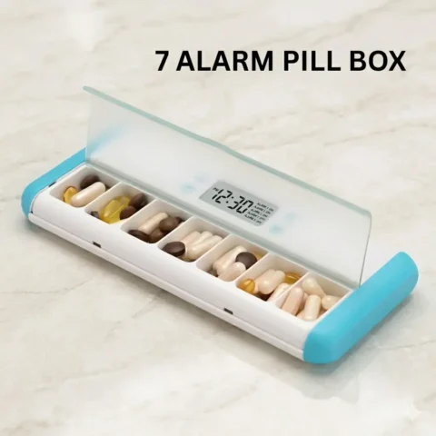 7-alarm LED pill organizer