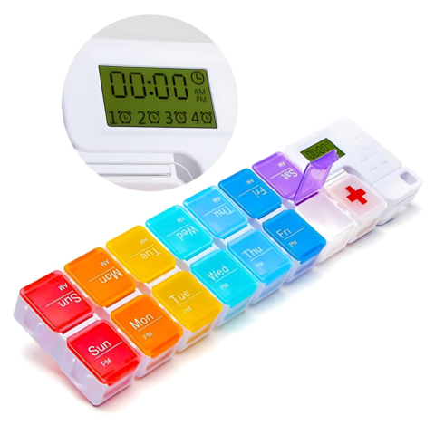 AM PM portable alarm pill box